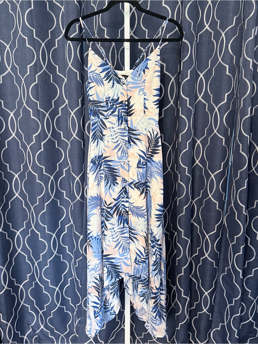 Slate & Willow Tropical Blue Palm Print Slip Dress Size XS B17